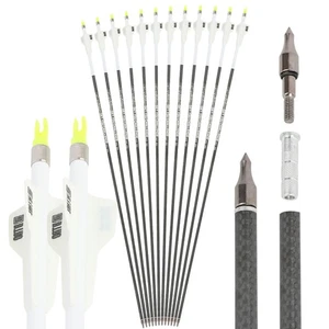 12X 32Zoll Carbonpfeile Jagdpfeile 2.5" Vanes SP250-400 Bogenschießen Jagd .003" - Picture 1 of 12