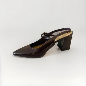 OLD NAVY PATENT STRAPPY SLING HEELS WINE 10 - Picture 1 of 8