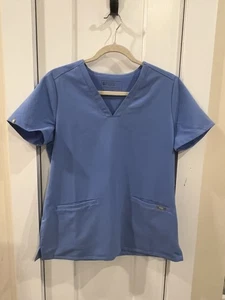 Figs Casma Scrub Top Women Small Blue Two Pockets V-Neck - Picture 1 of 6