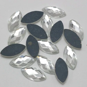50 Clear Faceted Horse Eye Flatback Glass Crystal Rhinestone Gem 10X20mm No Hole - Picture 1 of 5