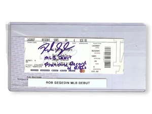 Rob Segedin Autographed Ticket Dodgers "MLB Debut Franchise Record 4 RBI" PSA - Picture 1 of 2