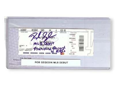 Rob Segedin Autographed Ticket Dodgers "MLB Debut Franchise Record 4 RBI" PSA - Image 1 of 2
