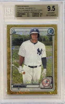 2020 Bowman Chrome Jasson Dominguez 1st Gold Shimmer Refractor #04/50 RC BGS 9.5 - Image 1 of 3