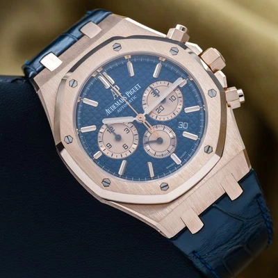Audemars Piguet Royal Oak Chrono Rose Gold 41mm AP 26331OR Blue Dial - Full Set - Image 1 of 4