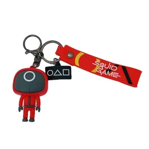Squid Game O Mask Figure 3D Wristlet Rubber Keychain Charm Toy Mini Doll Netflix - Picture 1 of 4
