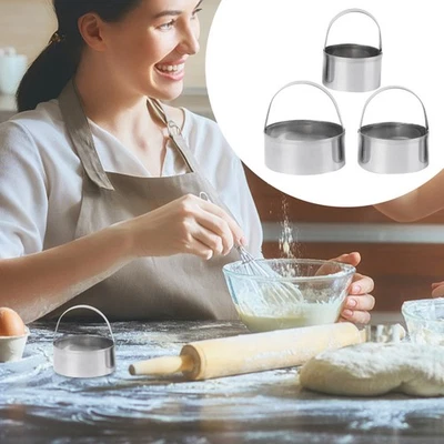 3Pcs Stainless Steel Cookie Cutter Round Biscuit Pastry Baking Tools - Image 1 of 4