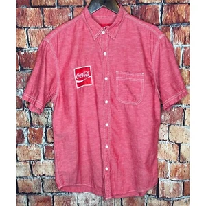 Coca Cola Men’s Short Sleeve Button Front Red Small Shirt Embroidered - Picture 1 of 3