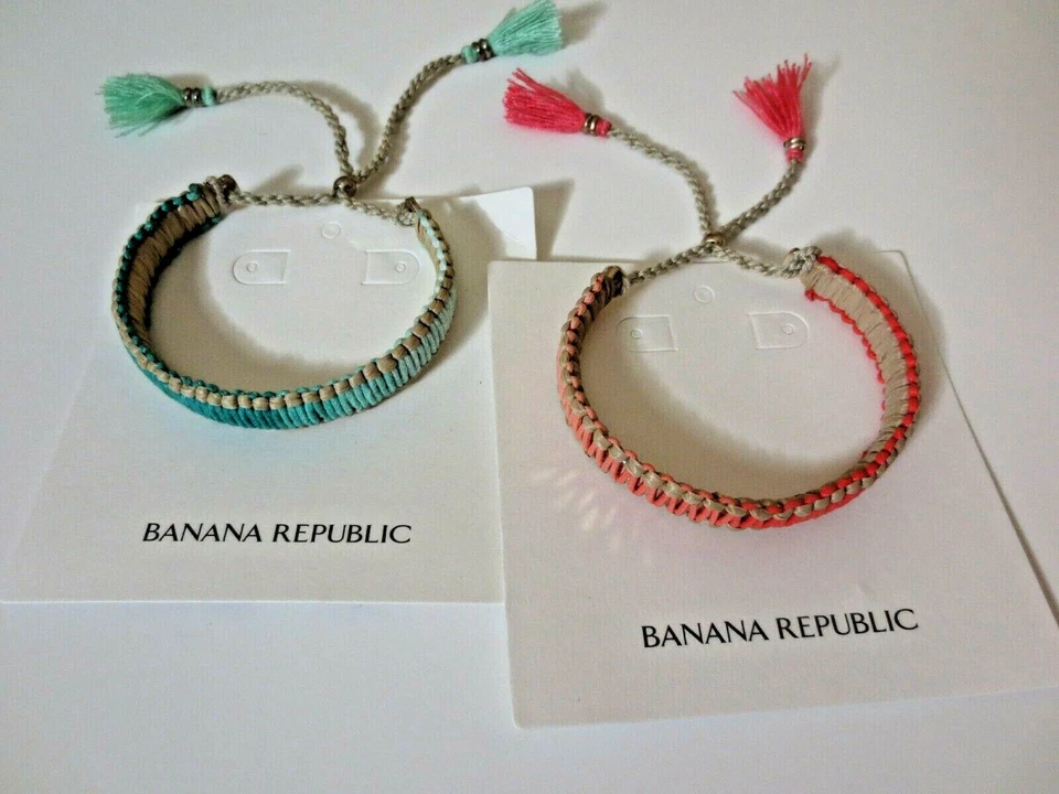 Brazalete Banana Republic para mujer verde y rosa con flecos valor 90 nuevo con etiquetas 45 Ea Foto 1 de 4