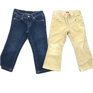 Esprit & Pumpkin Patch Girls Jeans Sz 3 Beige Velour Flared & Denim Boot Cut Z4 - Picture 1 of 9