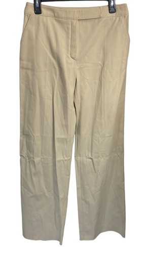 Valentino pantalone donna elegante gamba larga beige taglia 10 diagonale costine lusso