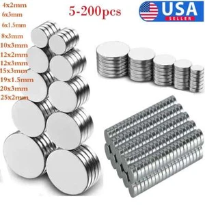 N52 Full Size Neodymium Magnets Disc Round Super Strong Rare Earth Magnet LOT - Picture 1 of 23