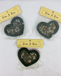 Vintage Ornaments Wood Love Plaques 3pc Heart Shaped Rustic Farmhouse Primitive  - Picture 1 of 6