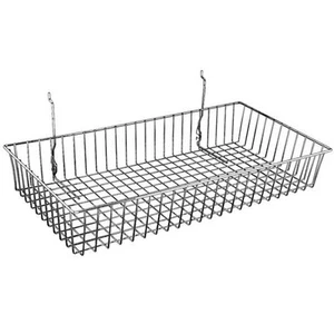 Heavy Duty Chrome Slatwall Gridwall Mesh Display Storage Basket Shop Shelving x5 - Picture 1 of 1