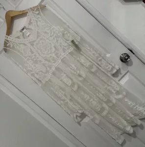 Vintage Guess White Lace Long Sleeve Dress size SM Pre-Owned - Picture 1 of 10