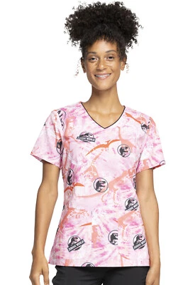 Jurassic World Cherokee Scrubs Tooniforms V Neck Top TF659 JWDY - Image 1 of 4