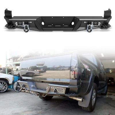 Full Width Rear Bumper for 2005- 2015 Toyota Tacoma w/ D-Rings Heavy Duty Steel - Image 1 of 4