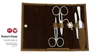 ROBERT KLAAS by HAND "MOUNTAIN BEAR" 4 PCS MANICURE SET PRESS STUD CASE/ VINTAGE - Picture 1 of 2