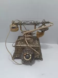 Vintage Evertone Victorian Style Rotary Phone Gold Tone Telephone Untested Decor - Picture 1 of 9