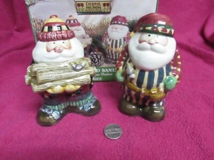 Debbie Mumm Woodland Working Santa Salt and Pepper Shakers Sakura Ceramic - Picture 1 of 5