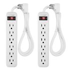 2pack 6 Outlet Power Strip 3 Ft Extension Cord Lowprofile Flat Plug 3prong Groun