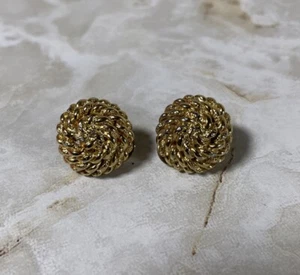 Orecchini Vintage Monet Tono Oro 1/2" Corda Rotonda Girocollo Clip On - Foto 1 di 5