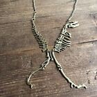Necklace Steampunk Cosplay Goth Dinosaur Skeleton Bones Gold - USA Seller