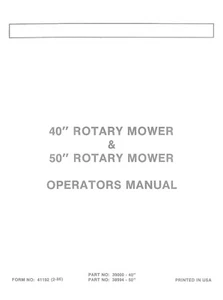Gravely 40'' and 50'' Rotary Mowers Operator's Manual Parts Nos. 39000 & 38994 - Picture 1 of 6