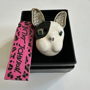 Betsey Johnson French Bulldog Statement Ring Crystal Size 6.25 (New Old Stock) - Picture 1 of 10