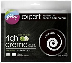 4*GODREJ EXPERT Rich Crème Herbal Hair Colour 20g+20ml Natural Black 4 Pack