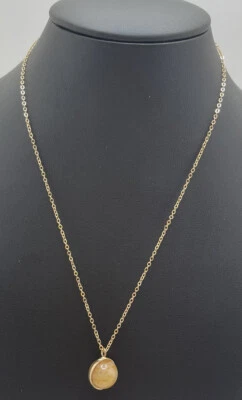 Collar colgante esfera piedra beige tono dorado 16" joyería de moda sin marca Foto 1 de 2