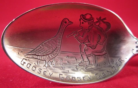 "GOOSEY GOOSEY GANDER" STERLING NURSERY RHYME BABY SPOON Cover