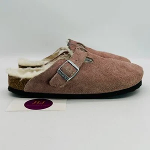 Birkenstock Women's Boston Shearling Pink Suede Comfort Clogs Size 38 EU/ 7 US - Picture 1 of 14