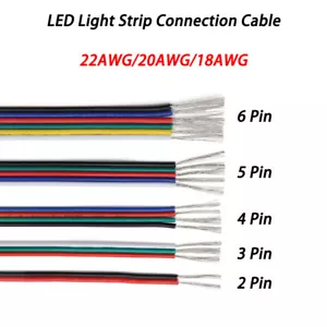 2/3/4/5/6 Way Flat Ribbon Cable Hook-up Wire LED Connector Flexible PVC Wire - Picture 1 of 7