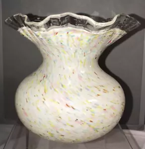 Vintage Art Glass Czechoslovakia ~ Bohemian ~ Confetti Vase - Picture 1 of 8
