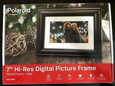 Polaroid 7” High-Res Digital Picture Frame PDF-750W Sealed Wood Frame & Mat - Image 1 of 4