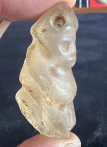 Präkolumbianisches menschliches Bildnis Anhänger schön geschnitzt klar Quarz Inka Peru 371 - Bild 1 von 7