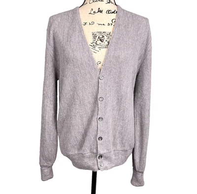 Vtg 60s Puritan Button Cardigan Gray Orlon Acrylic Sz M Kurt Cobain Mr Rogers - Image 1 of 4