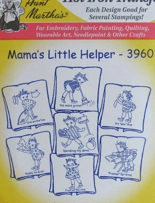 Aunt Martha's 3960 Mamas Little Helper Black Girl Embroidery Transfer Pattern UC