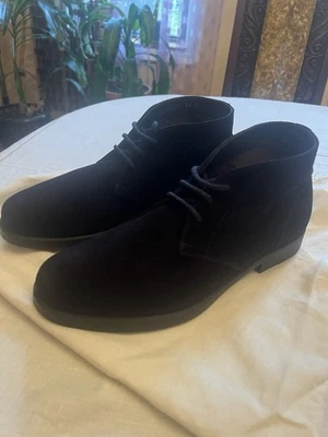 Salvatore Ferragamo Men's Navy Blue Suede Boots Made In Italy Size 8/41 New - Image 1 of 4