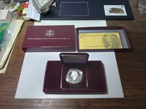 1993 Thomas Jefferson 250th Anniversary UNCIRC Silver Dollar 90% Silver w/COA - Picture 1 of 5