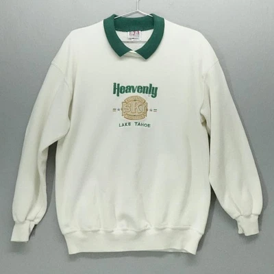 Sudadera de esquí vintage Lake Tahoe Heavenly para mujer XL blanca verde EE. UU. años 90 Foto 1 de 4
