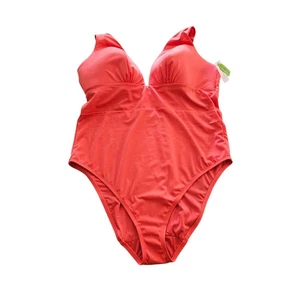 Lane Bryant Damen Gr. 20 Einteiler Badeanzug Brandneu Koralle Gepolsterte Brust - Bild 1 von 5