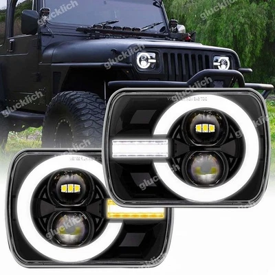 7x6" Zoll LED Scheinwerfer DRL Für Jeep Wrangler YJ MJ Comanche Cherokee XJ - Bild 1 von 4
