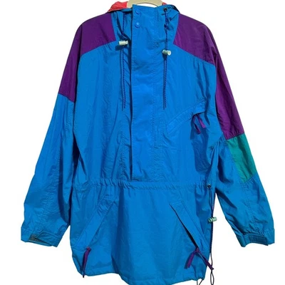 VTG Blue Eastern Mountain Sports Pullover Jacket Mens M 1/2 Zip Anorak Hood 90s - Image 1 of 4