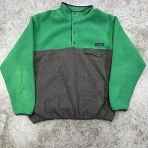 Patagonia Sweater mens medium green fleece Synchilla 1/4 snap pullover gray - Picture 1 of 5