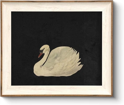 Framed Wall Art for Living Room, Swan Art Canvas Prints, Vintage Home Decor, Ani - Image 1 of 4