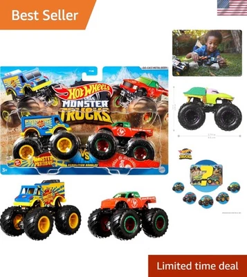Monster Trucks pacote com 2, conjunto de duplas de demolição de 2 veículos de brinquedo em escala 1:64... - Imagem 1 de 4