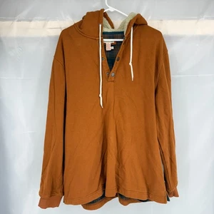 Carbon2Cobalt Men XL Flannel Lined Jacket Orange Long Sleeve Sherpa Hoodie Hood - Picture 1 of 9