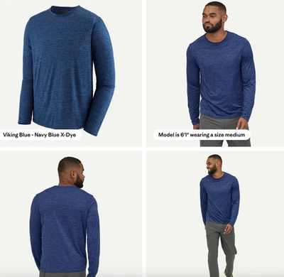 Patagonia Capilene Cool Daily Mens 50+ UPF Navy Long Sleeve Baselayer Shirt M - Image 1 of 2