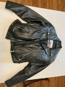 Vintage Eagle Cycles schwarz Leder Moto Biker Motorrad Jacke Herren Größe Large - Bild 1 von 11